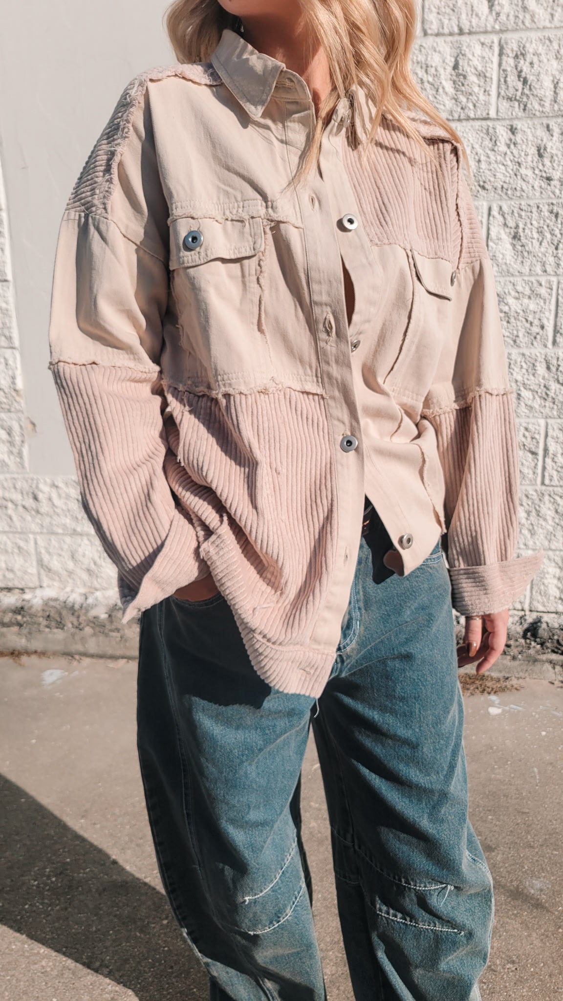 Block Button Down Jacket