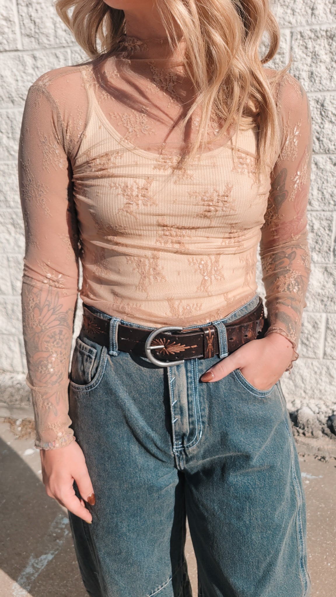 Lace Layering Top - Coffee
