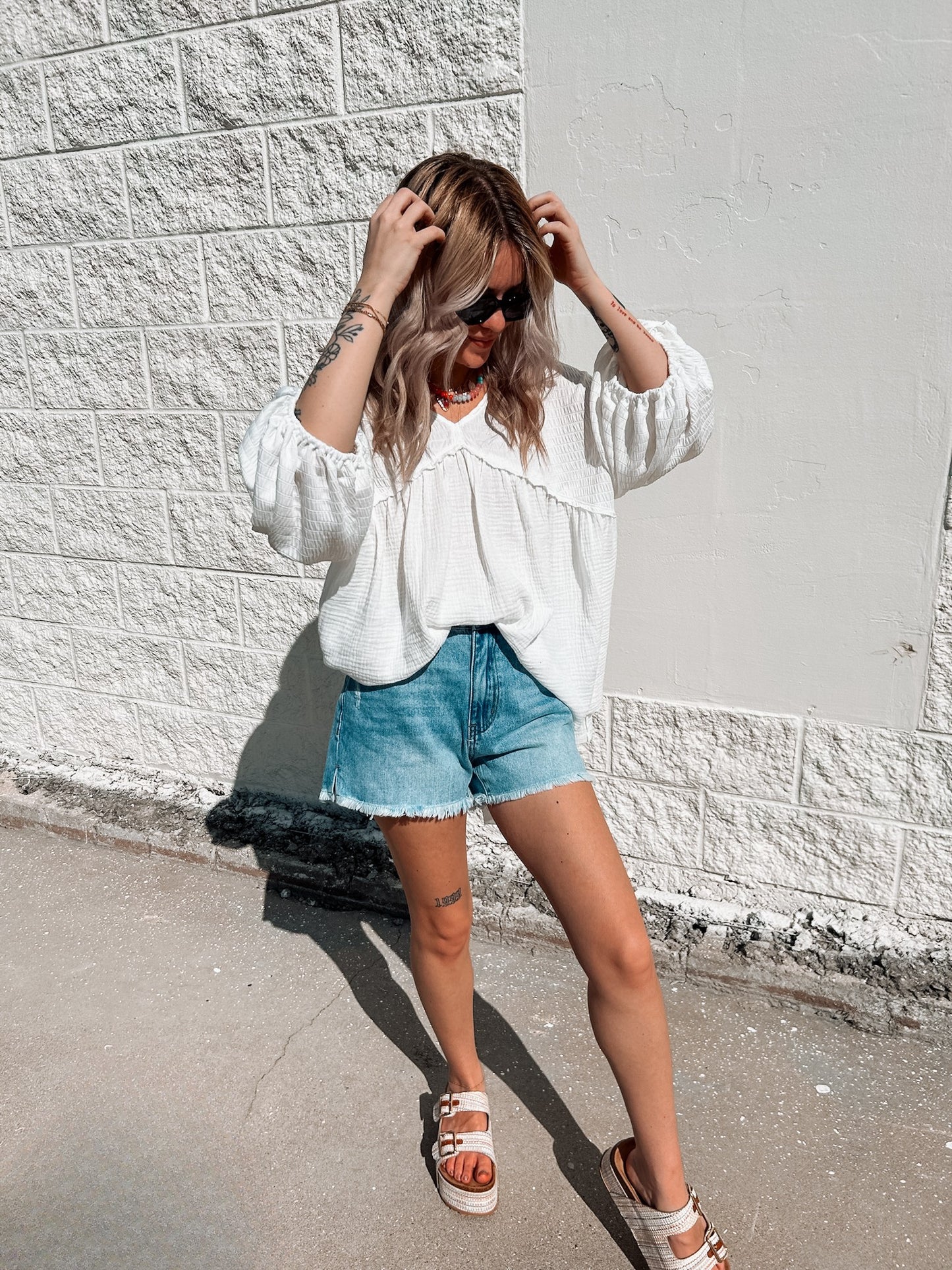 Soft Linen White Babydoll Top