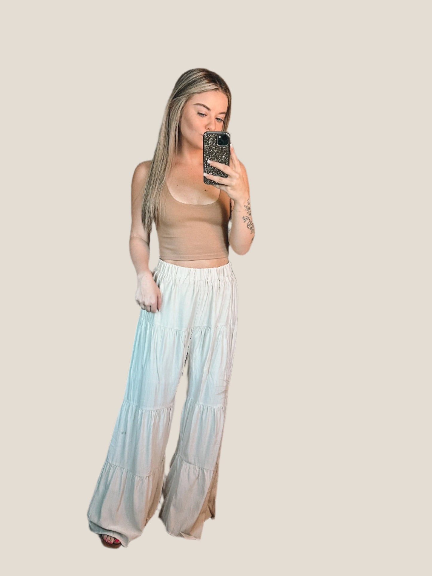 Cream Wide Leg Pants