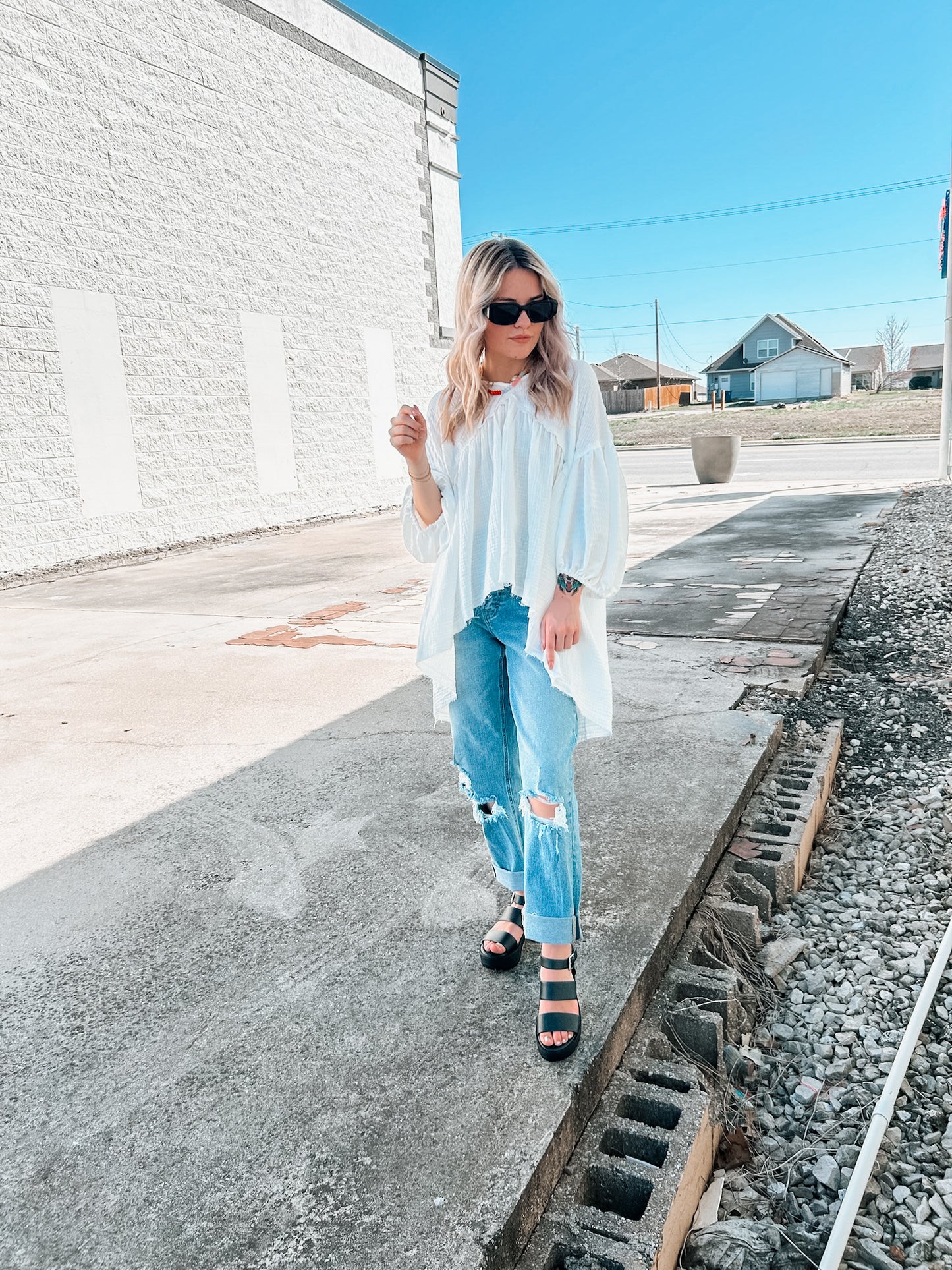 Soft Linen White Babydoll Top