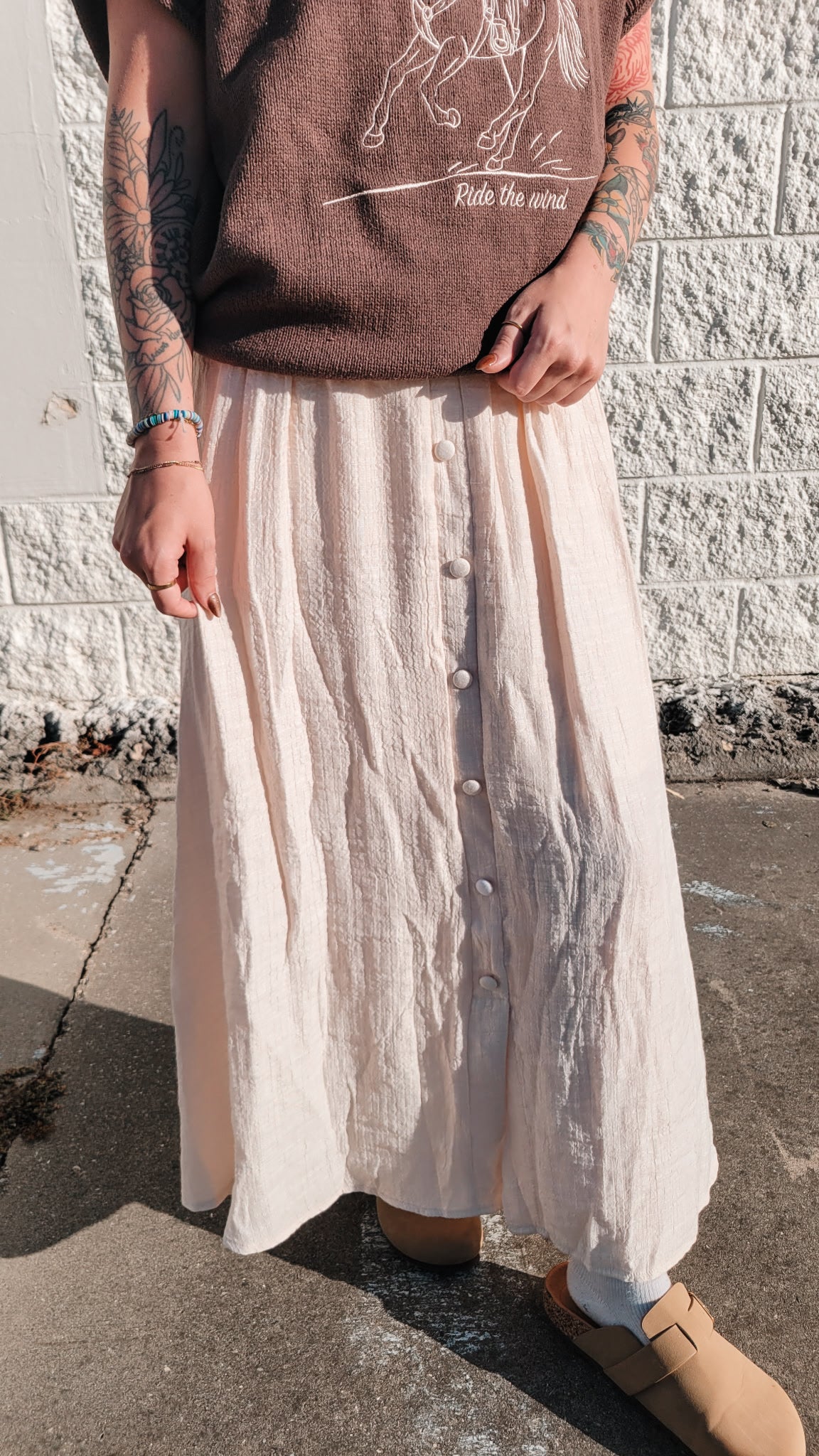 Button Down Maxi Skirt - Oatmeal