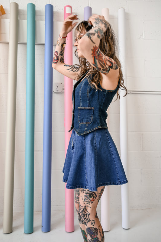 Denim Skater Girl Skirt