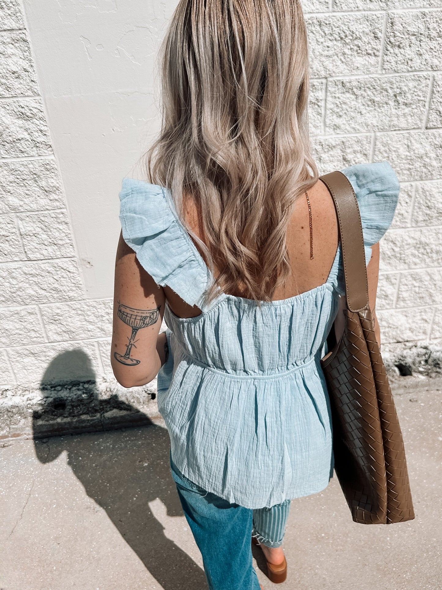 Baby Blue Ruffle Tank
