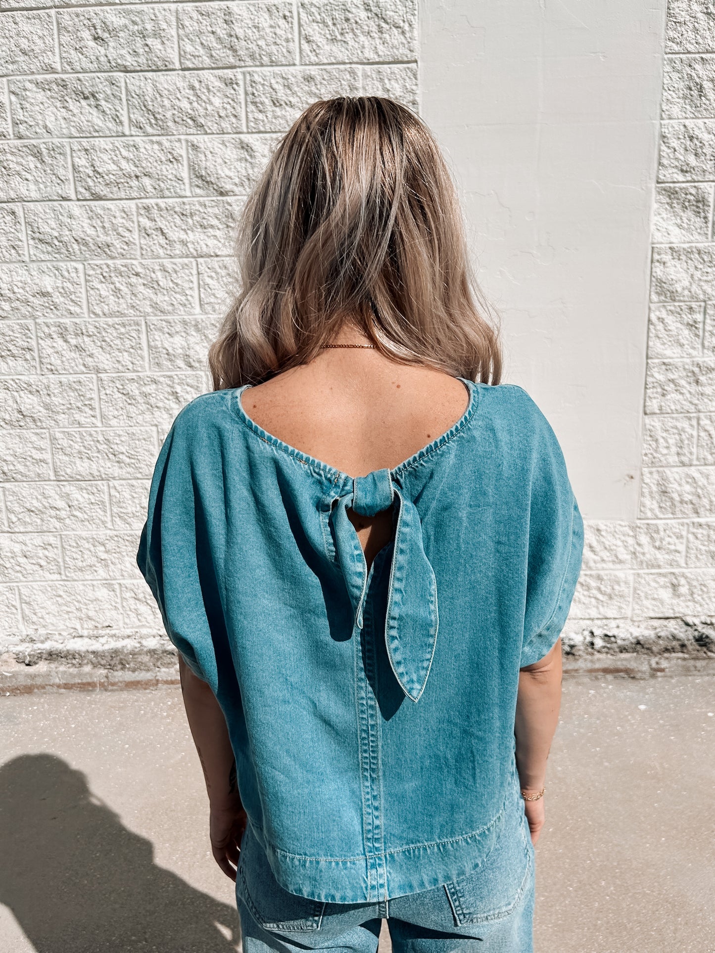 Denim Bow Top