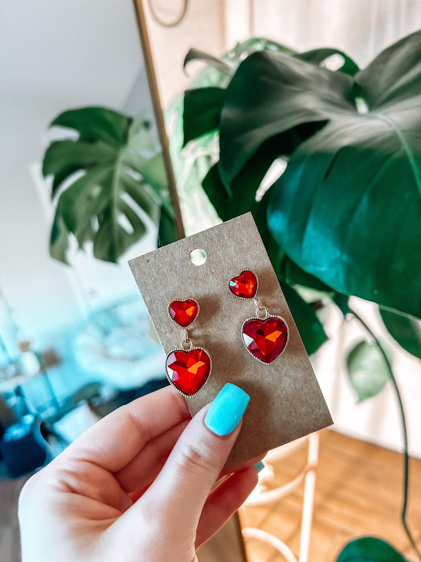red heart earrings