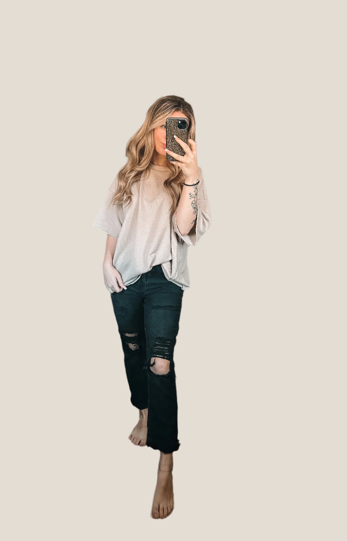 Taupe Ribbed Top