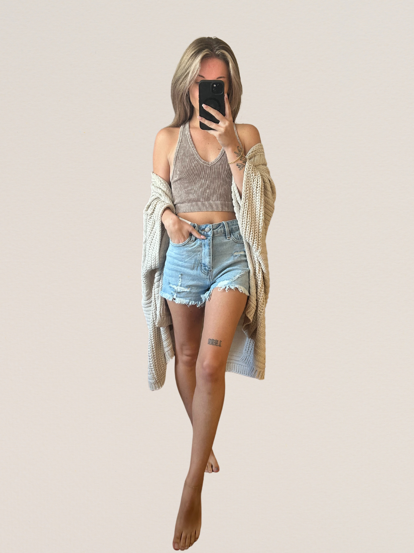 Light Wash Denim Shorts *high rise*