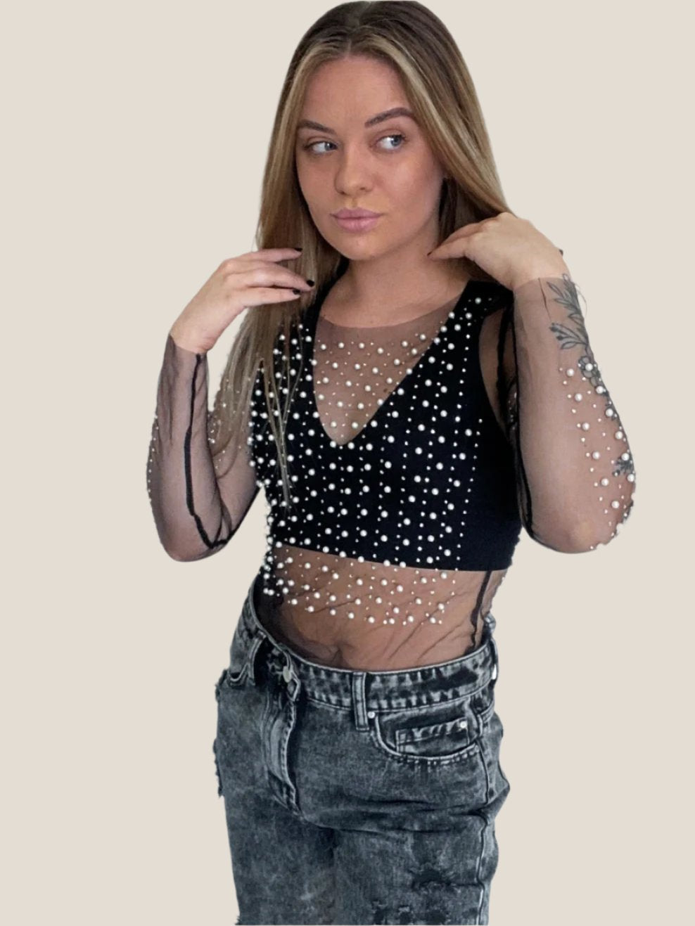 Pearl Mesh Top