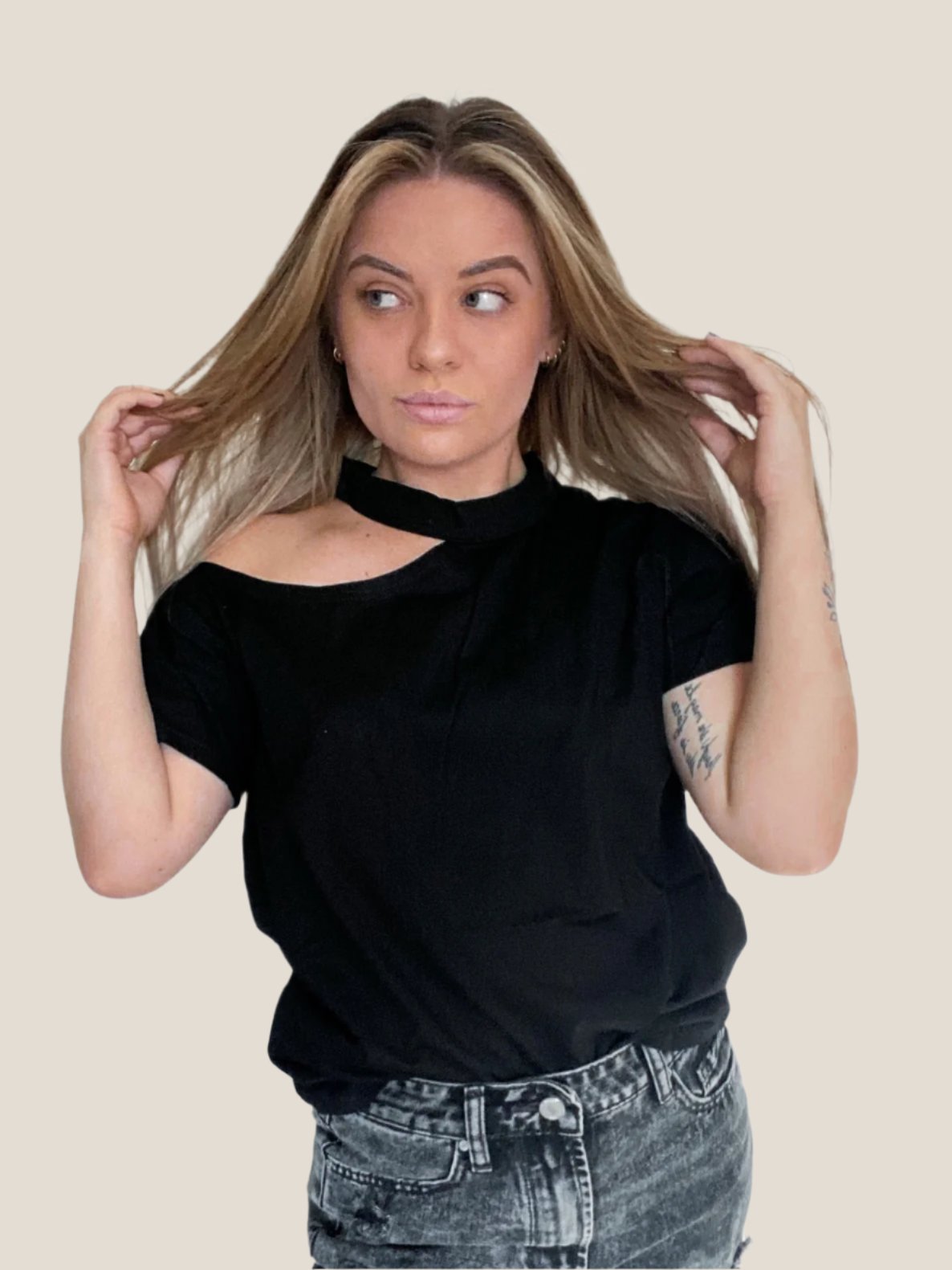 Cold Shoulder Black Top