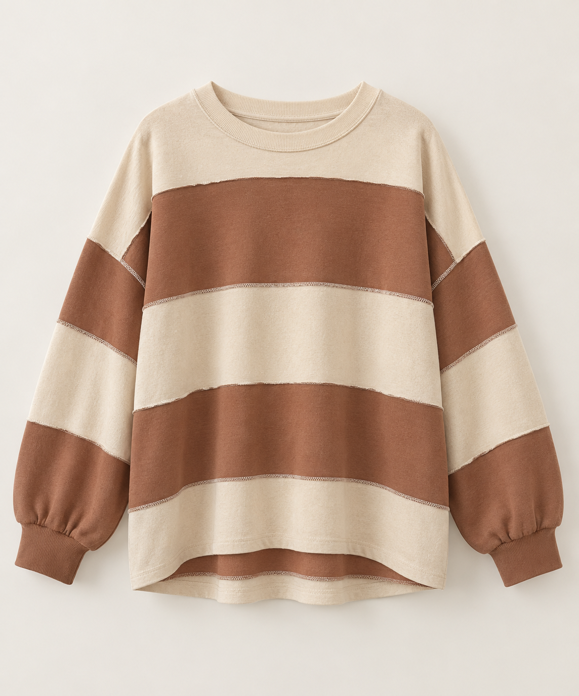 Oversized Color Block Long Sleeve - Caramel