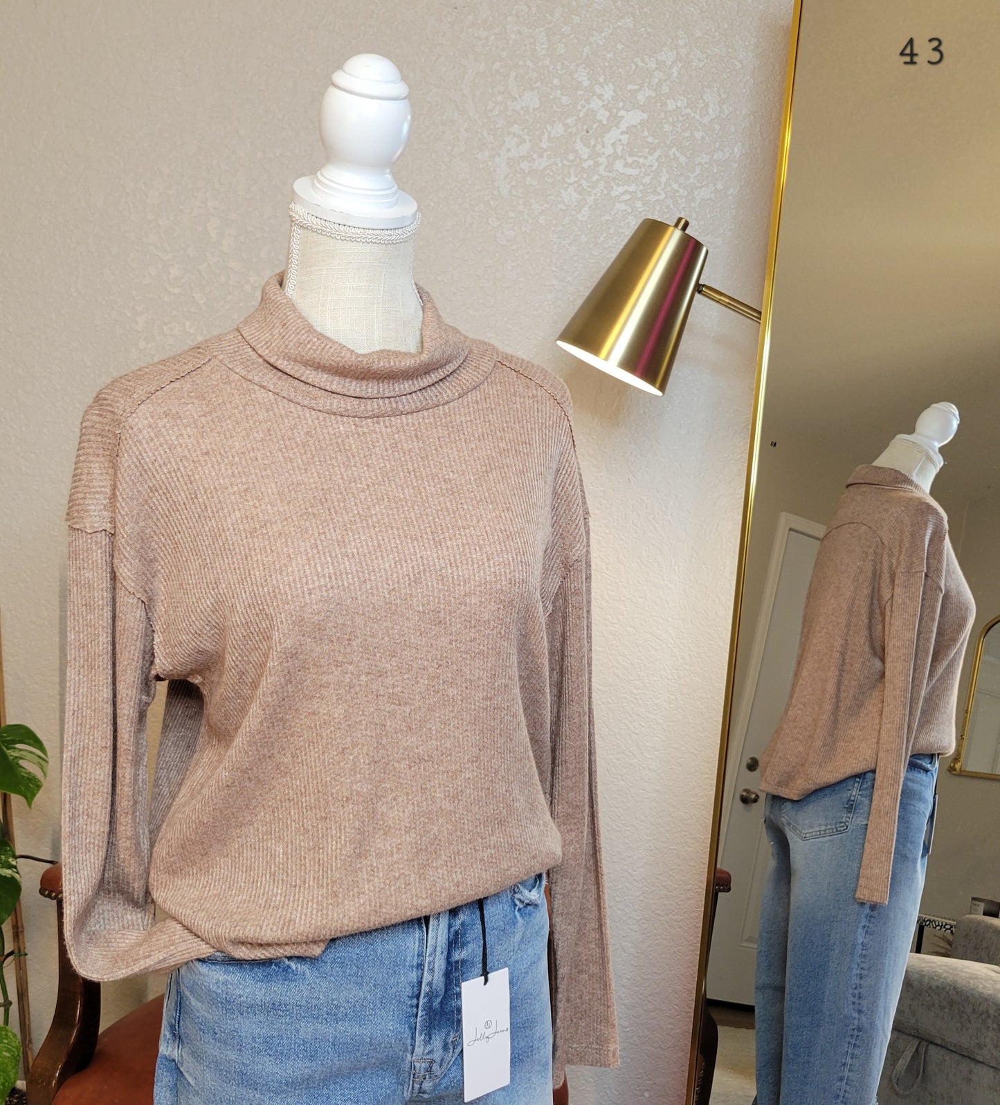 Taupe Turtle Neck Top