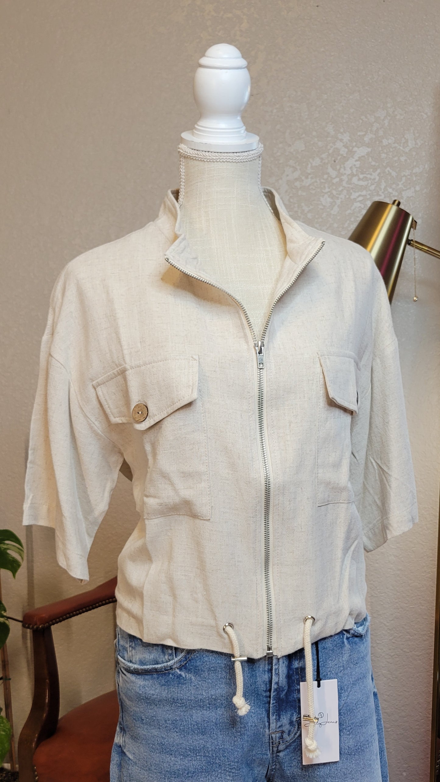 Short Sleeve Oatmeal Jacket