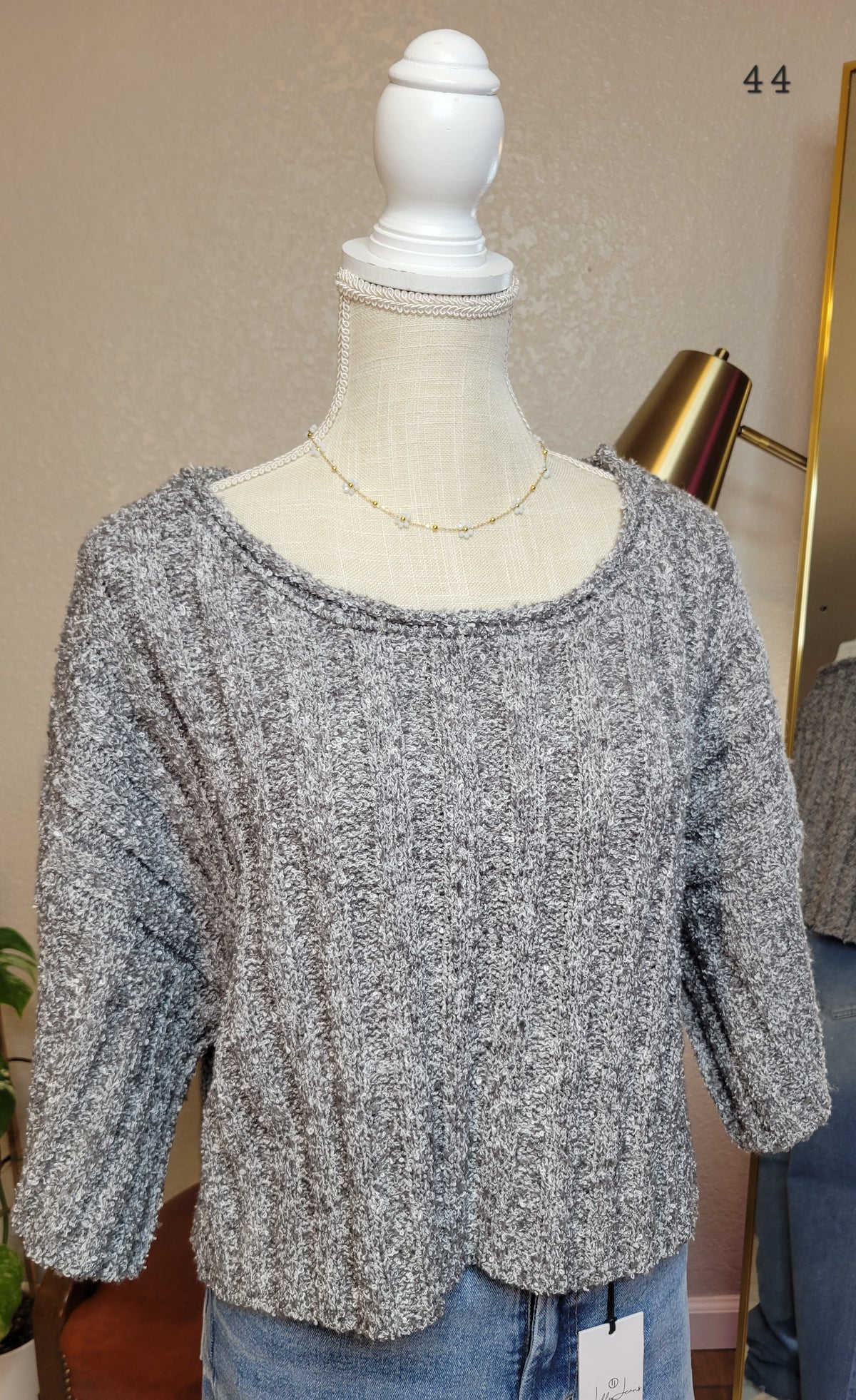 Charcoal Vneck Knit Top