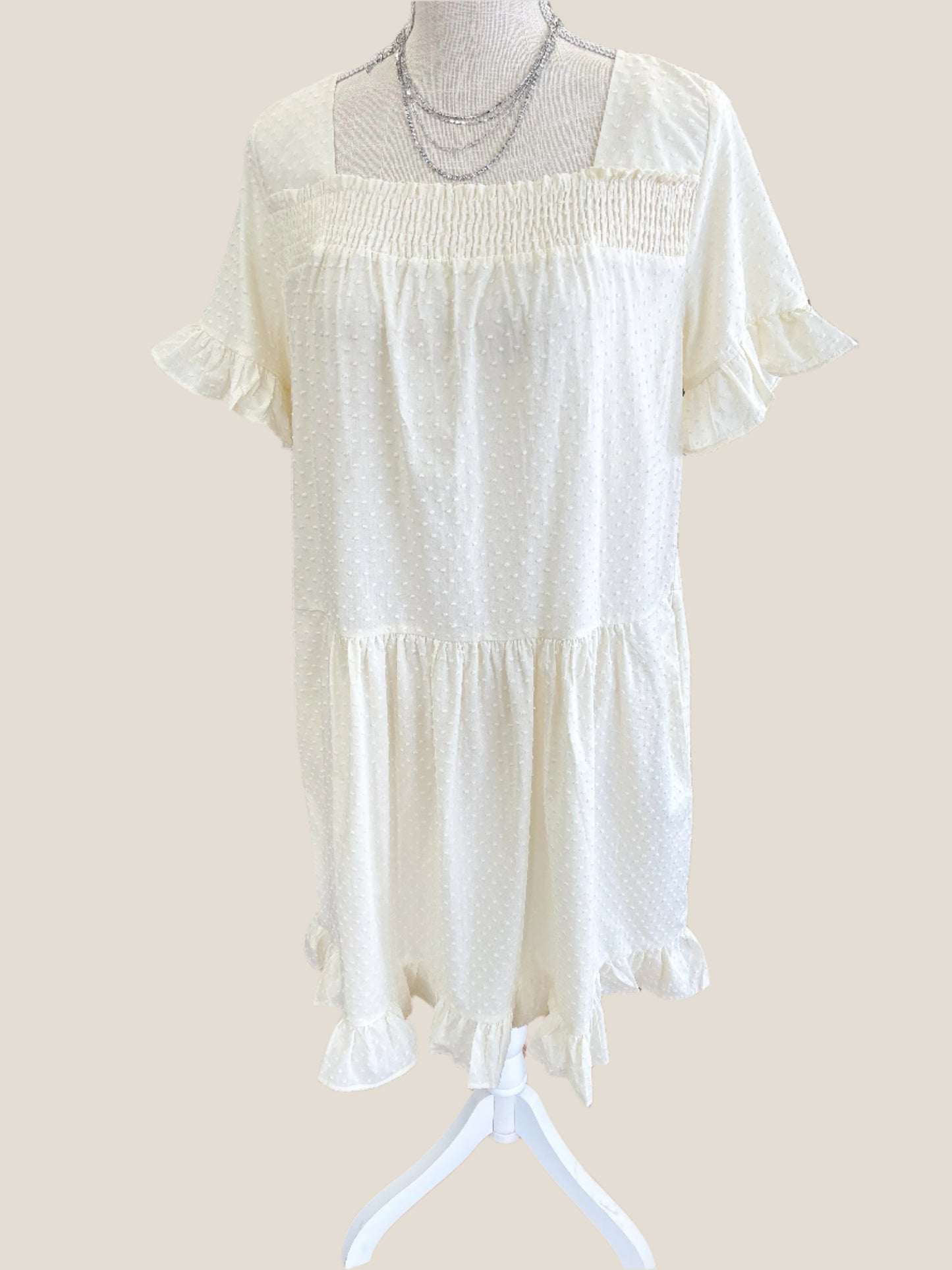 Cream Swiss Dot Dress