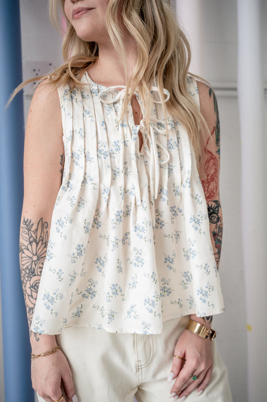 Pleated Floral Top