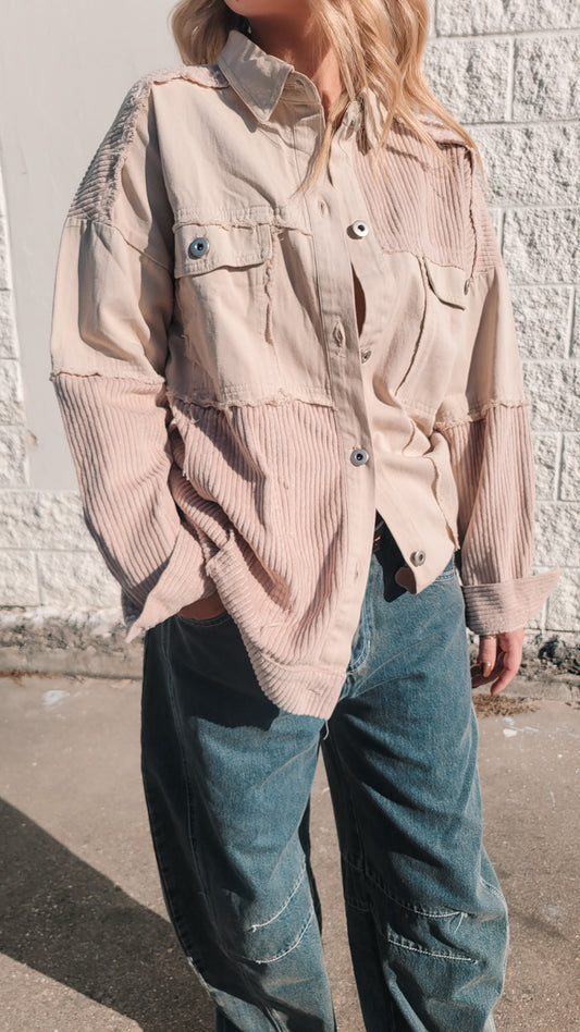 Block Button Down Jacket