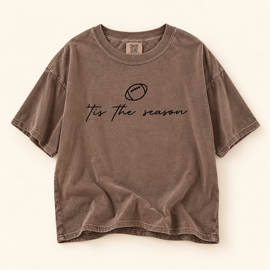Tis The Season Football Tee - Mocha