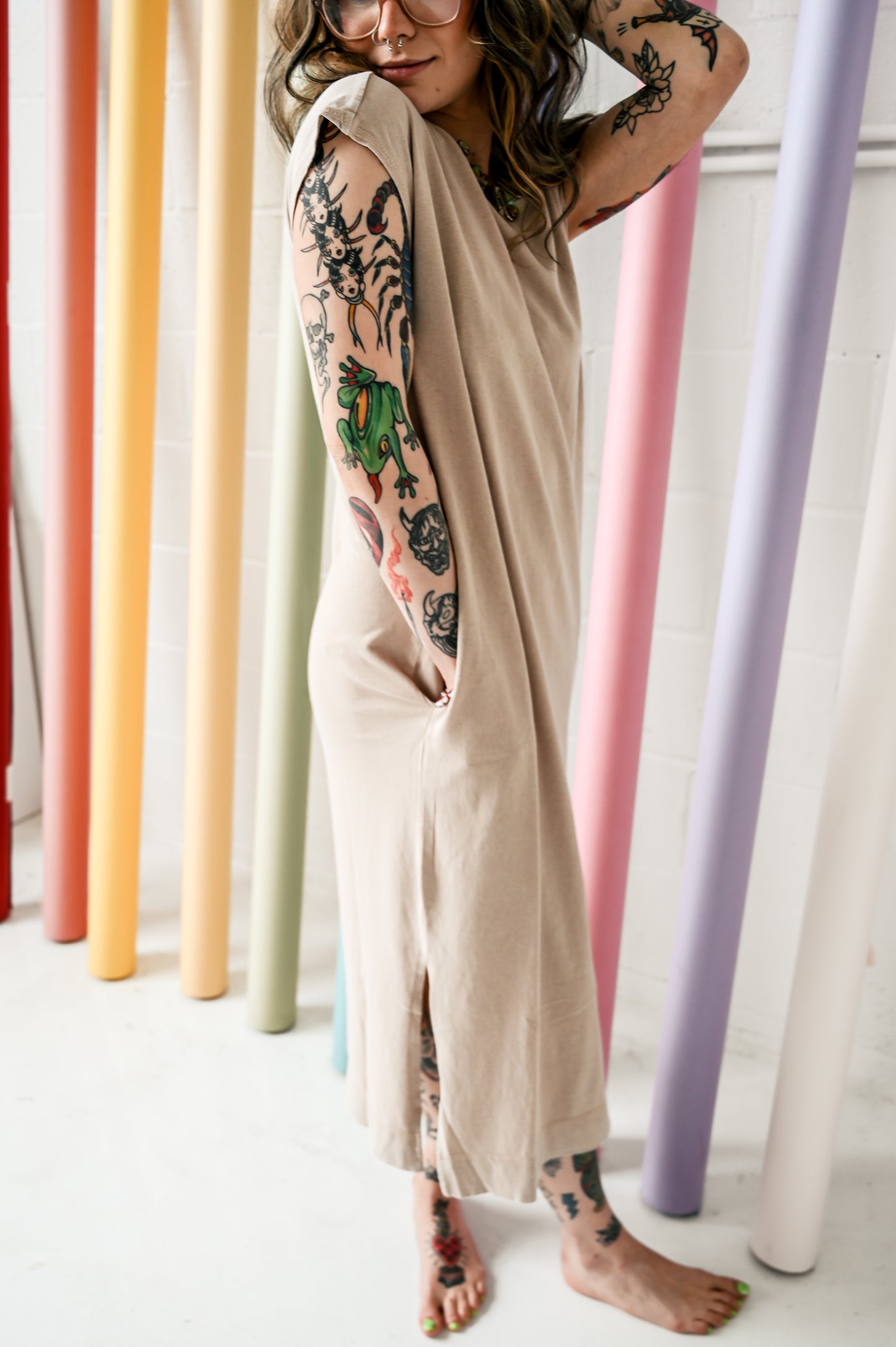 Sleeveless Taupe Dress