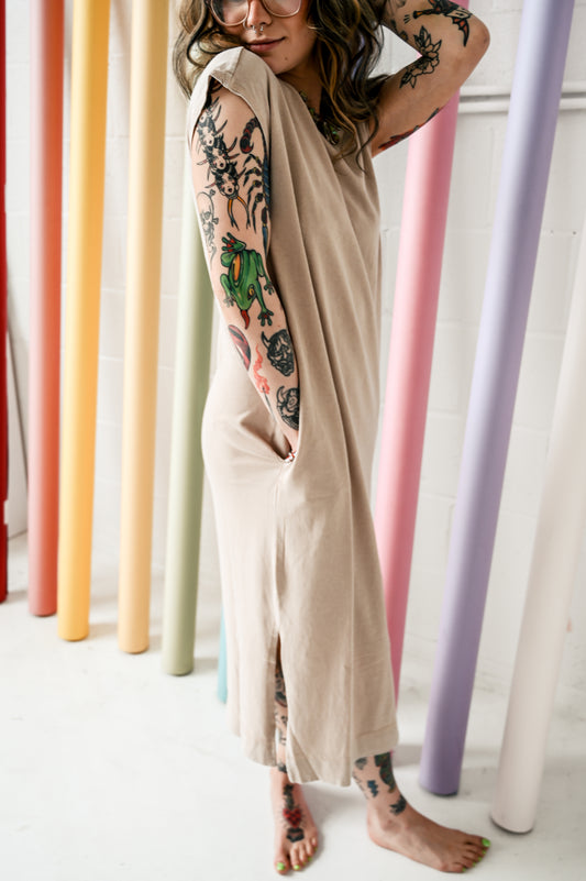 Sleeveless Taupe Dress
