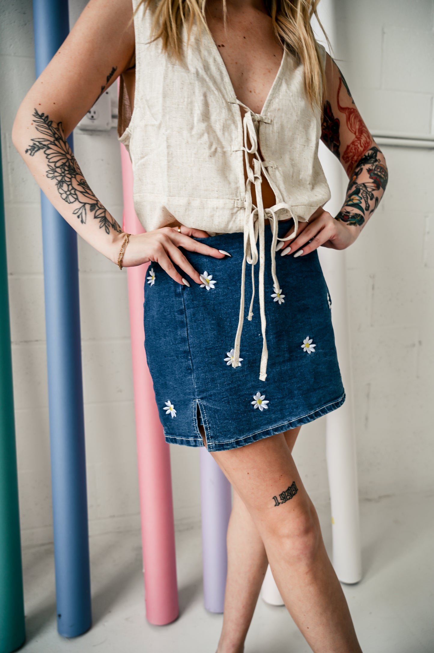 Denim Daisy Skort