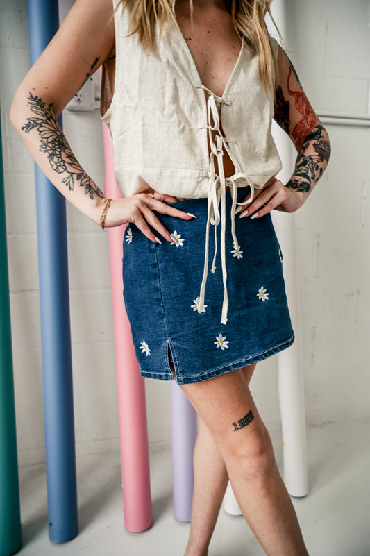 Denim Daisy Skort