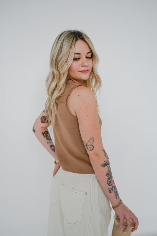 Khaki Button Top