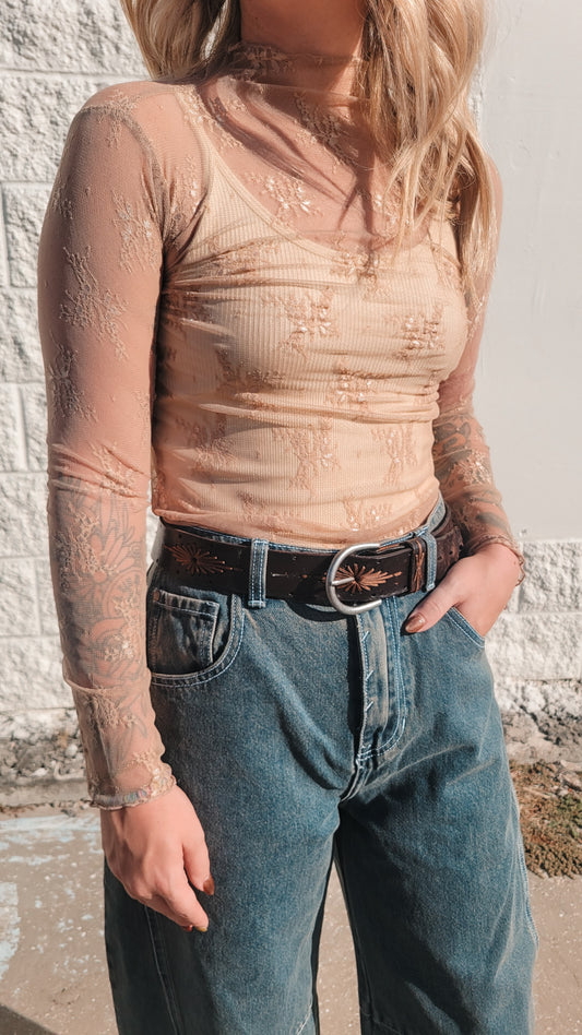 Lace Layering Top - Coffee