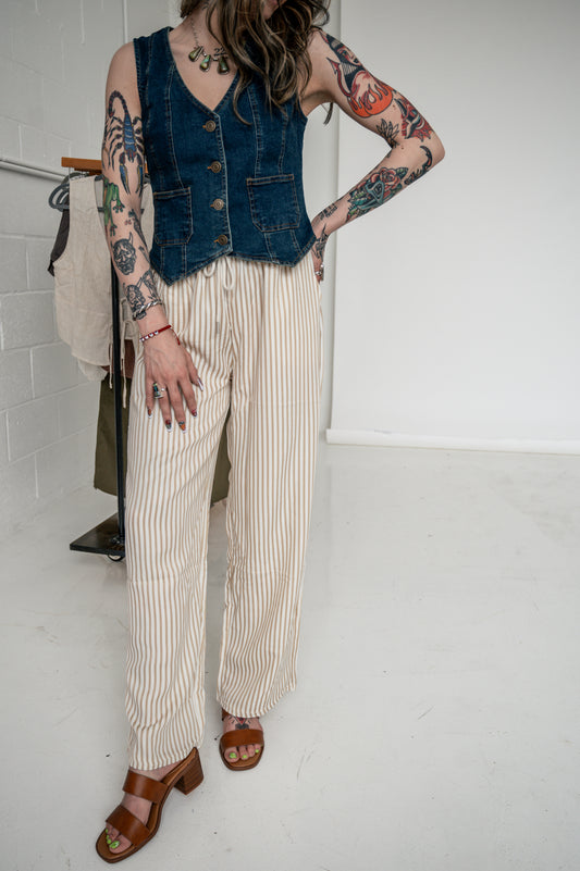 Khaki Striped Pants
