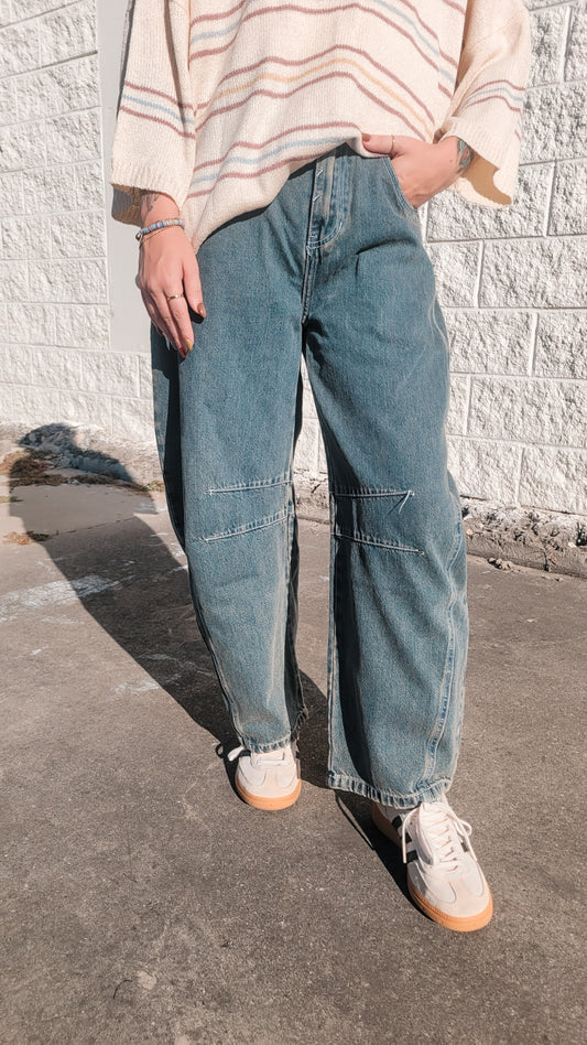 Dark Denim Baggy Barrel Jeans