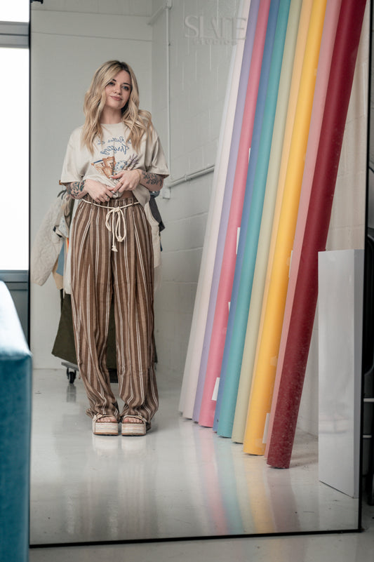 Brown Striped Rope Pants