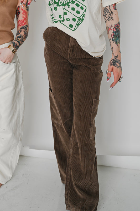 Brown Corduroy Cargo Pants