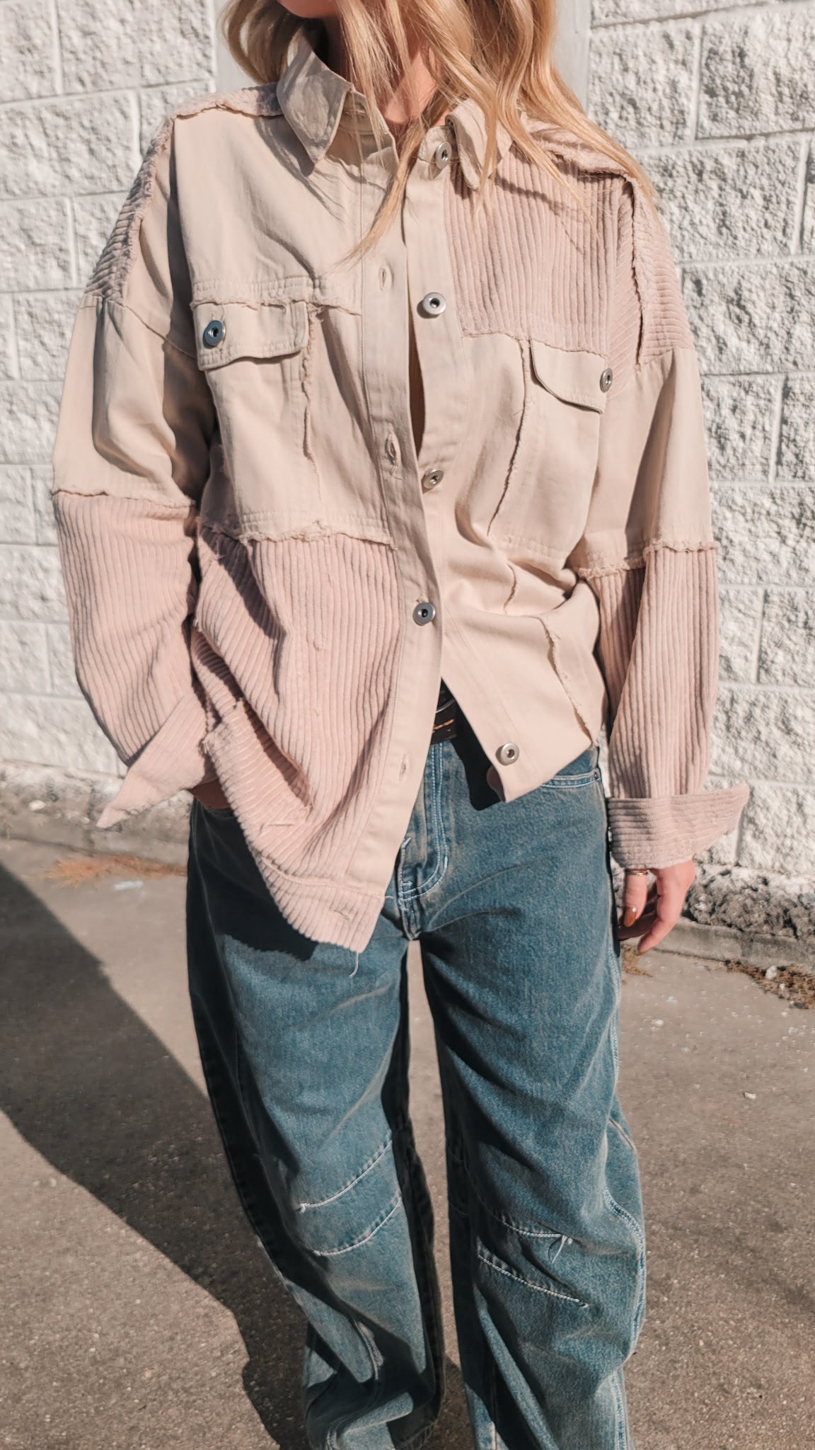 Block Button Down Jacket