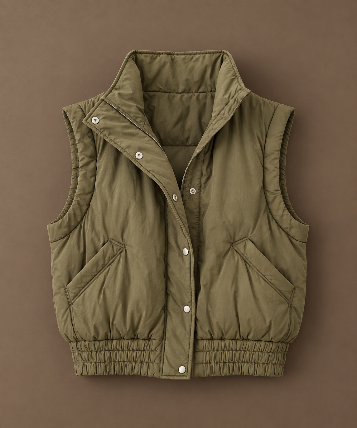 Cropped Mock Neck Puffer Vest