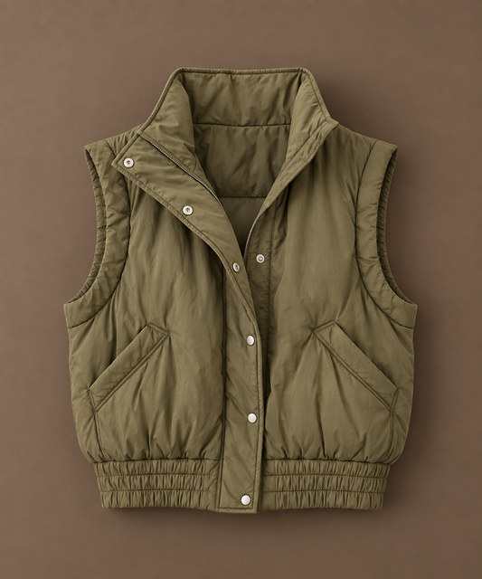 Cropped Mock Neck Puffer Vest