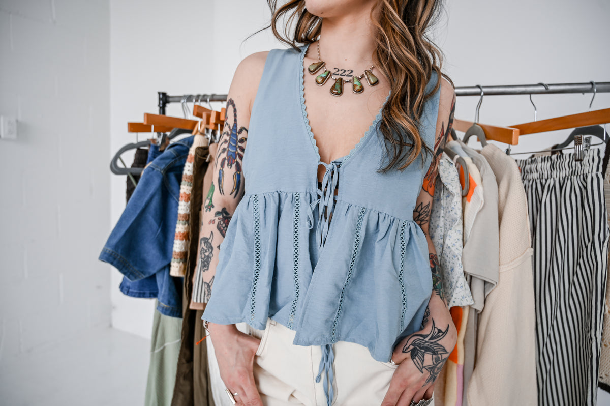 Light Blue Peplum Top