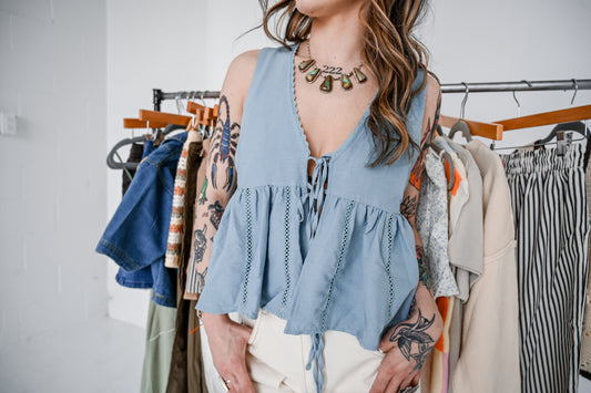 Light Blue Peplum Top