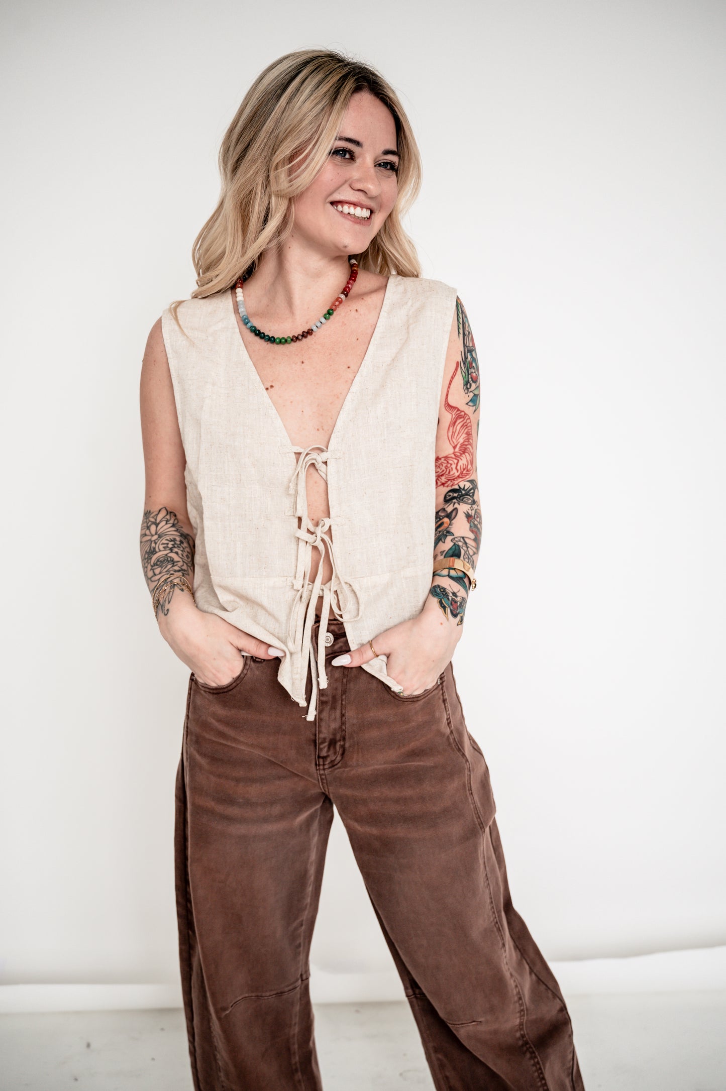 Oatmeal Linen Top
