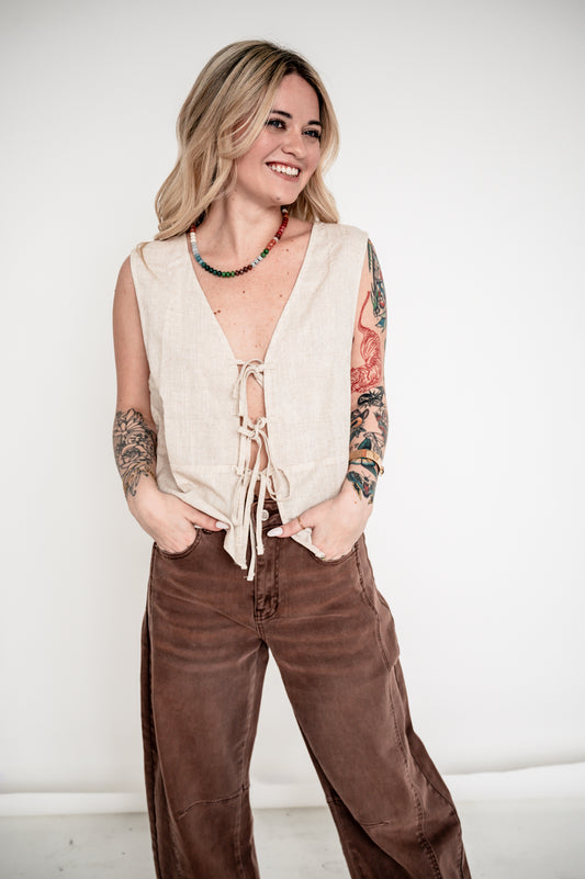Oatmeal Linen Top