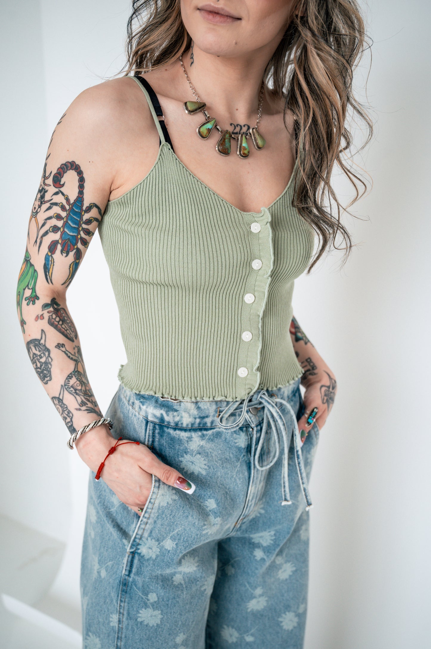Sage Ruffle Cami