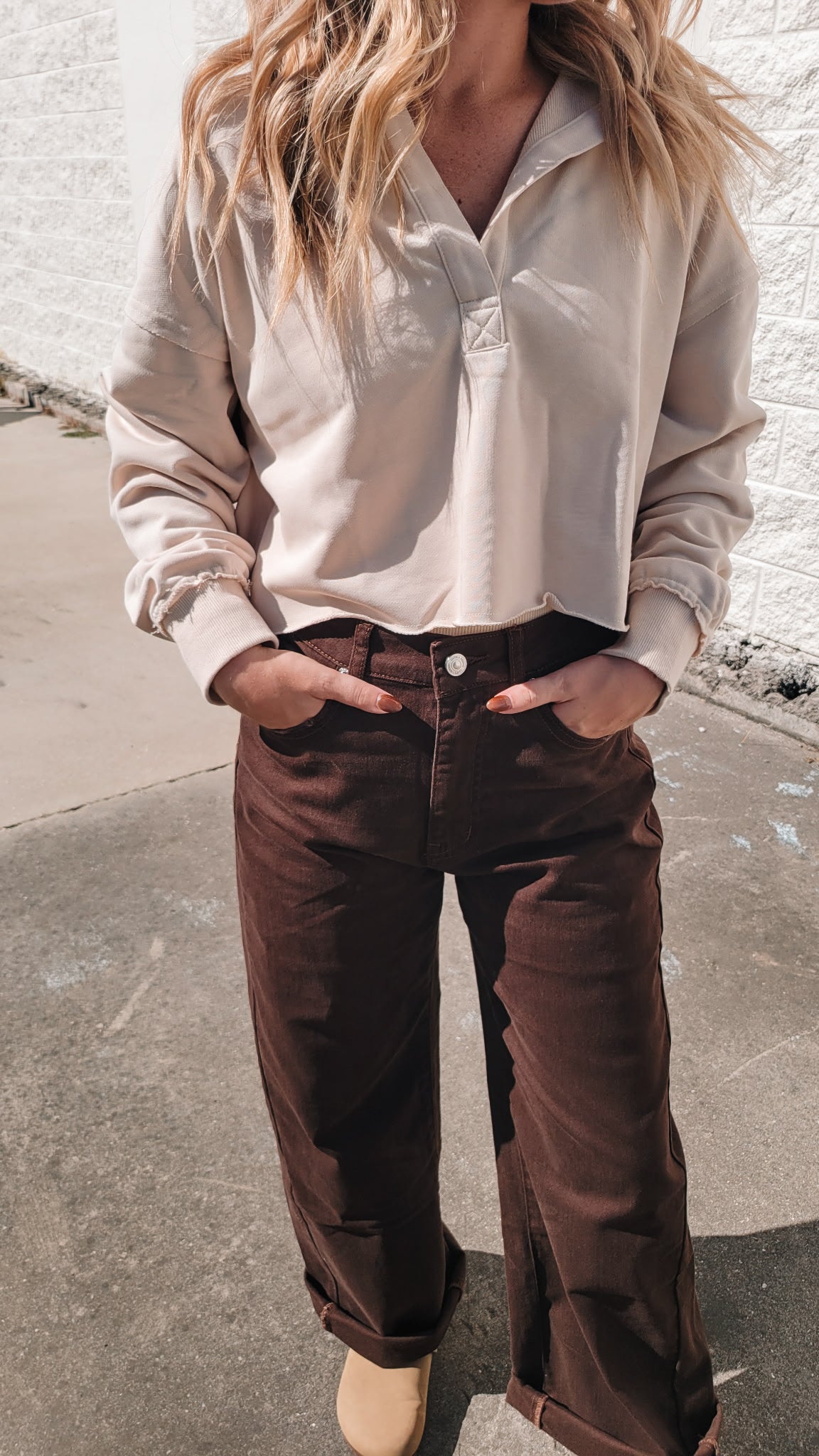Vintage Wide Leg Jeans - Brown