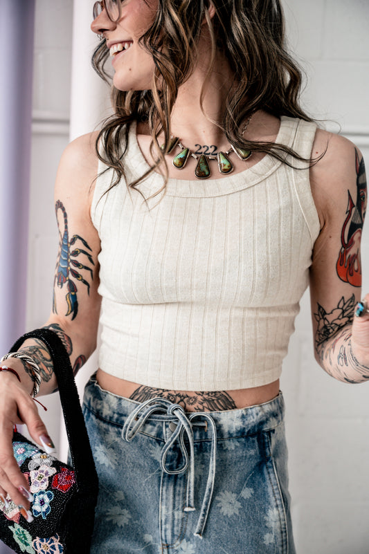 Sand Beige Crop Tank