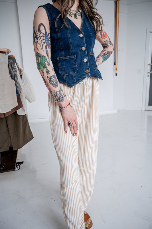 Khaki Striped Pants