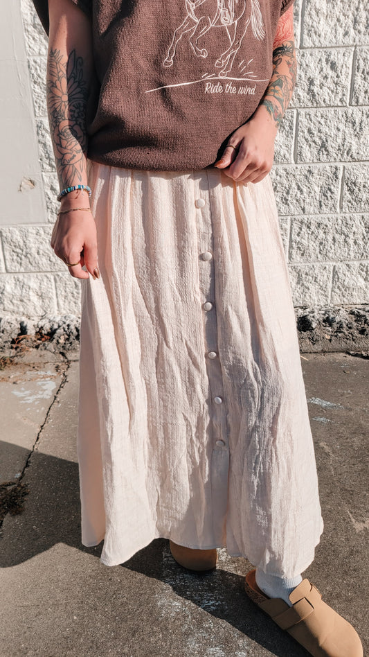 Button Down Maxi Skirt - Oatmeal