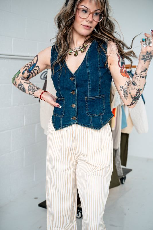 Denim V-Neck Vest