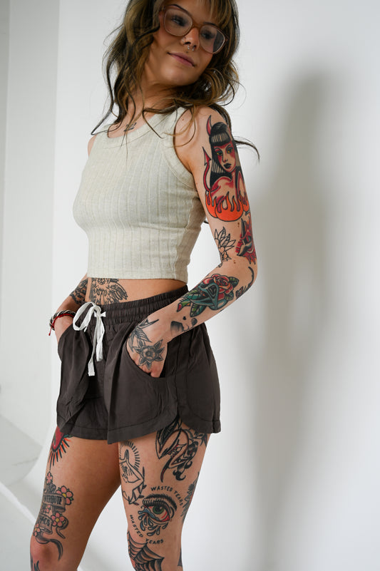 Charcoal Drawstring Shorts