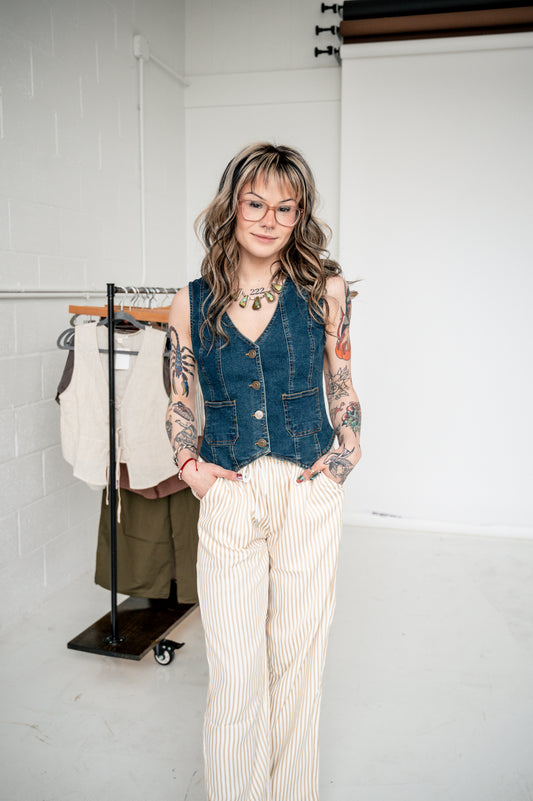 Denim V-Neck Vest