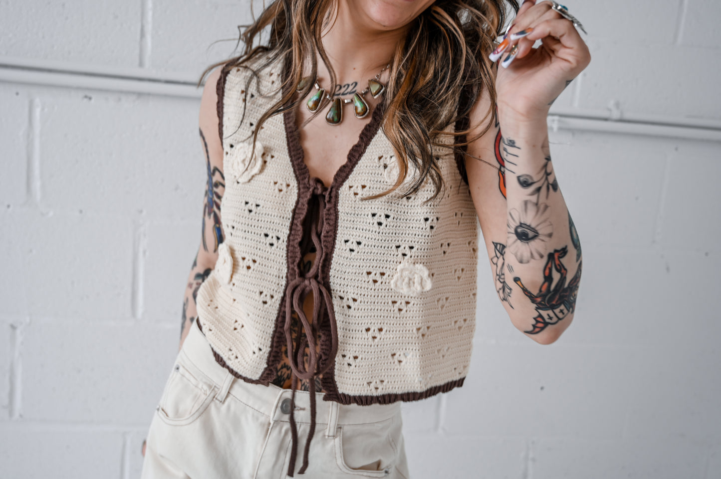 Cream Cardigan Vest