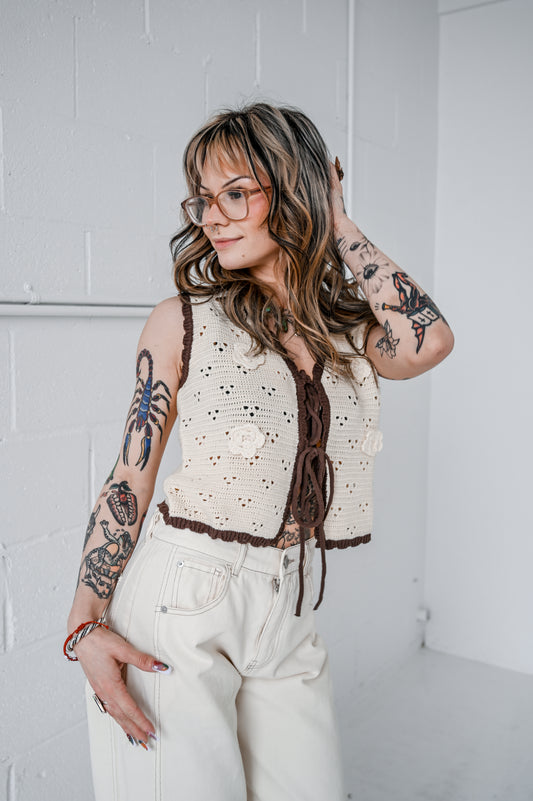 Cream Cardigan Vest
