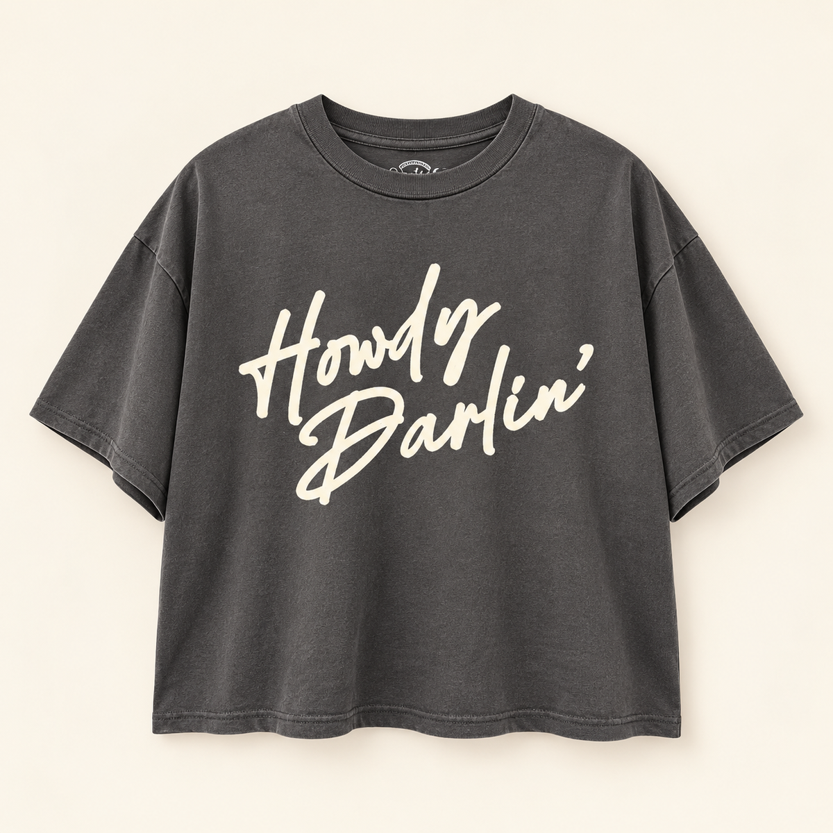 Howdy Darlin’ Crop Top Tee - Charcoal